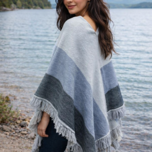 poncho gris réversible