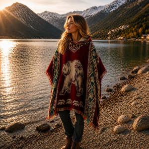 poncho ours rouge