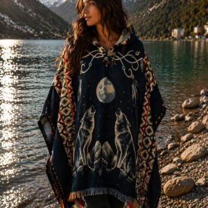 Poncho loup femme laine alpaga