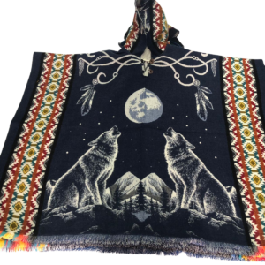 Poncho loups marine