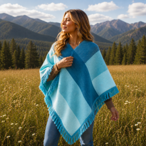 poncho turquoise