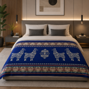 couverture alpaga bleu