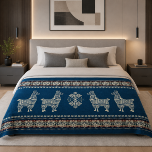 couveture turquoise alpaga